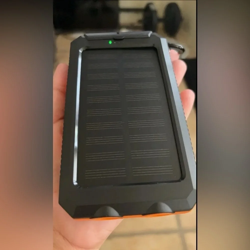 Solar Power Bank 32800 mAh with Flashlight, Dual USB, Waterproof – Black NWT